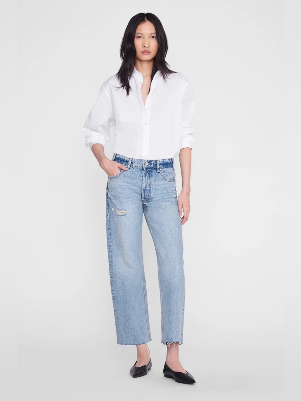 ANINE BING Gavin Jean Blue Reservoir Size 23 High Rise Relaxed Straight Jeans